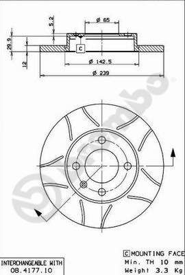 Tarcza hamulcowa BREMBO 08.4177.75