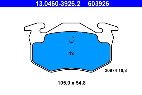 Zestaw klocków hamulcowych, hamulce tarczowe ATE 13.0460-3926.2