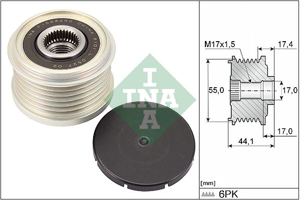 Alternator - sprzęgło jednokierunkowe INA 535031210