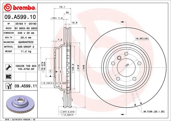 Tarcza hamulcowa BREMBO 09.A599.11