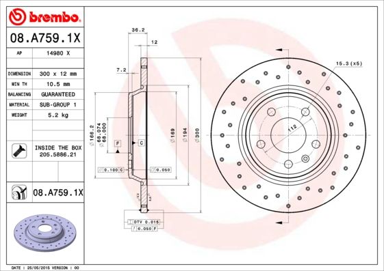 Tarcza hamulcowa BREMBO 08.A759.1X