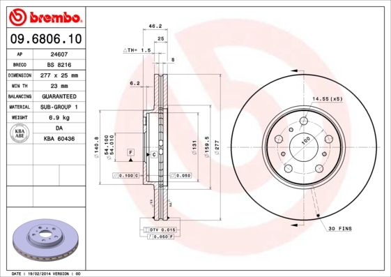 Tarcza hamulcowa BREMBO 09.6806.10