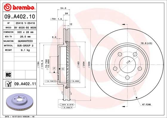 Tarcza hamulcowa BREMBO 09.A402.11