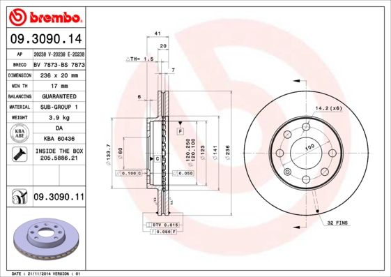 Tarcza hamulcowa BREMBO 09.3090.11