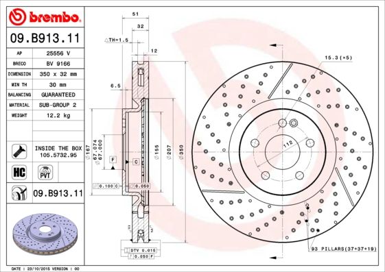 Tarcza hamulcowa BREMBO 09.B913.11