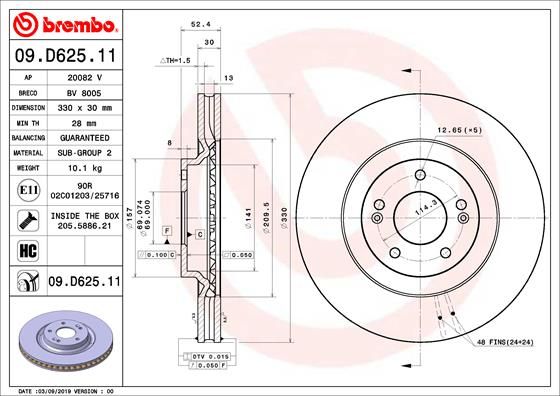 Tarcza hamulcowa BREMBO 09.D625.11