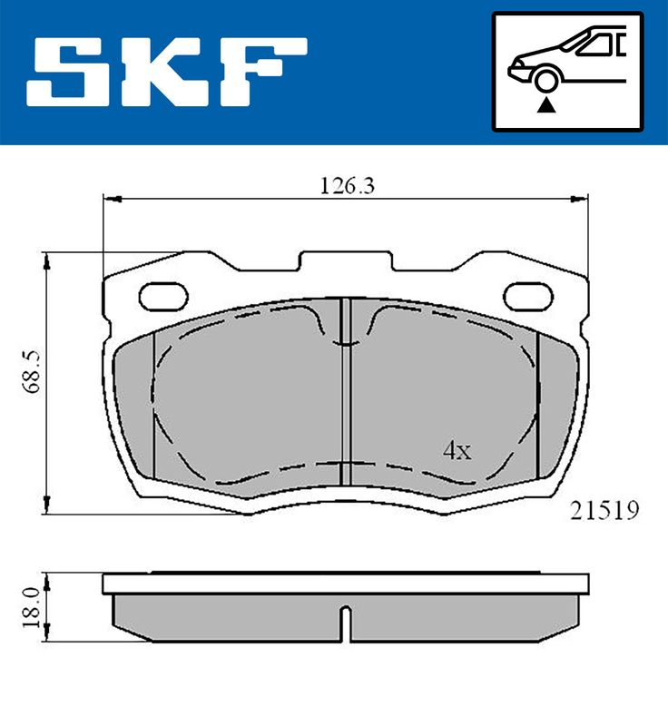 Zestaw klocków hamulcowych, hamulce tarczowe SKF VKBP80435