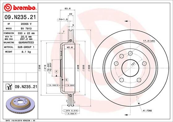 Tarcza hamulcowa BREMBO 09.N235.21