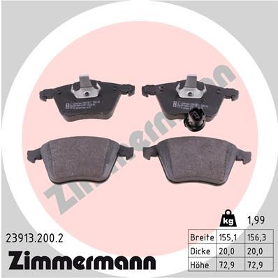 Zestaw klocków hamulcowych, hamulce tarczowe ZIMMERMANN 23913.200.2