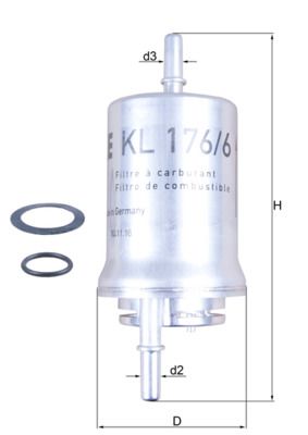 Filtr paliwa MAHLE KL176/6D