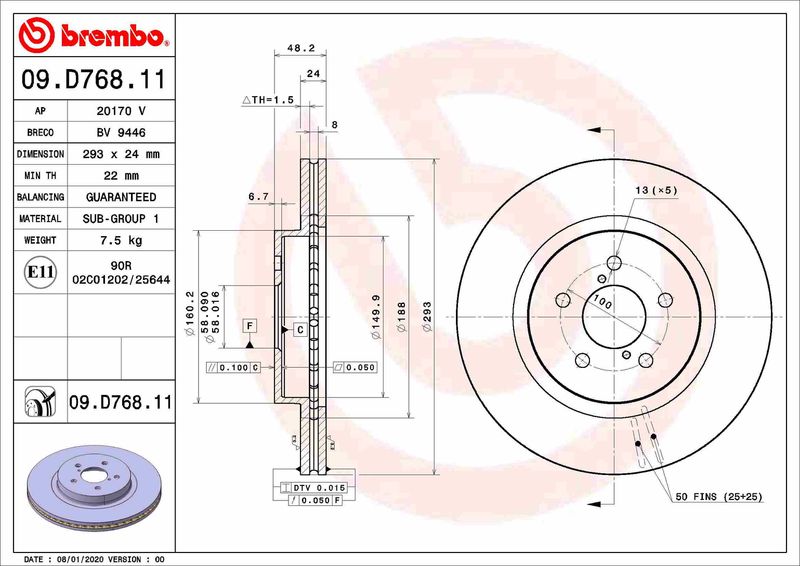 Tarcza hamulcowa BREMBO 09.D768.11