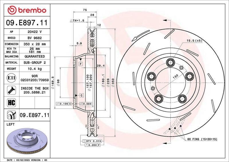 Tarcza hamulcowa BREMBO 09.E897.11