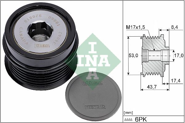 Alternator - sprzęgło jednokierunkowe INA 535 0281 10