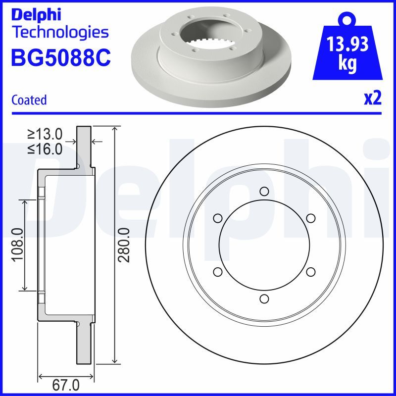 Tarcza hamulcowa DELPHI BG5088C