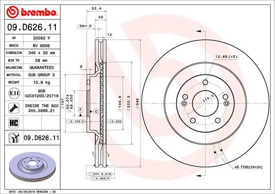 Tarcza hamulcowa BREMBO 09.D626.11