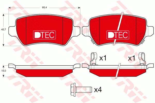 Zestaw klocków hamulcowych, hamulce tarczowe TRW GDB1515DTE