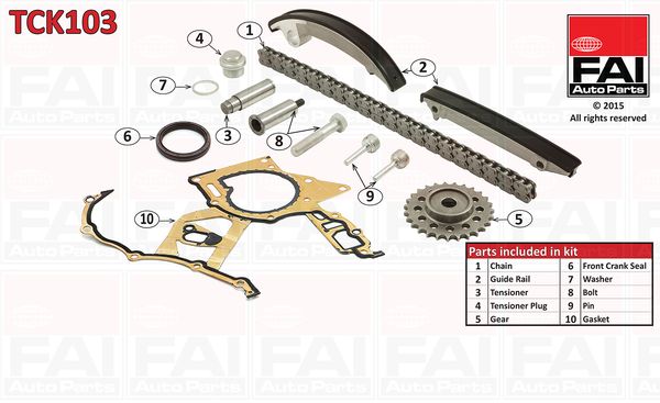 Zestaw łańcucha rozrządu FAI AutoParts tck103