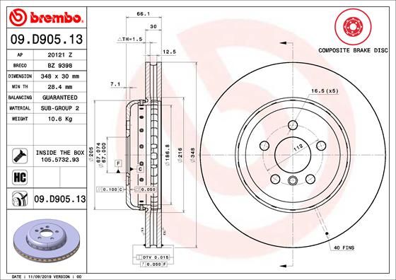 Tarcza hamulcowa BREMBO 09.D905.13