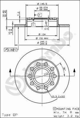 Tarcza hamulcowa BREMBO 08.9136.11