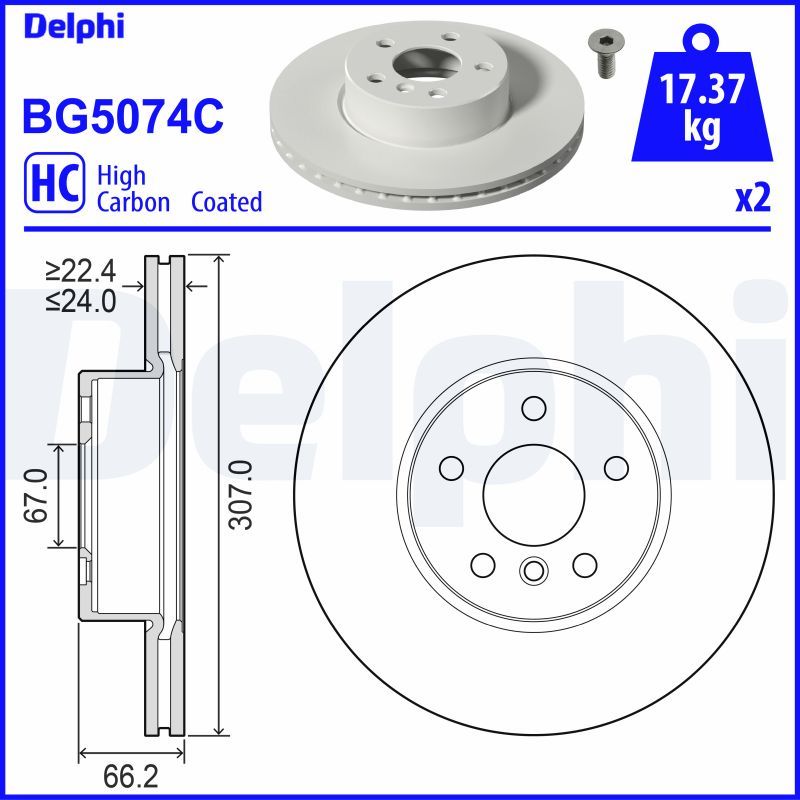 Tarcza hamulcowa DELPHI BG5074C