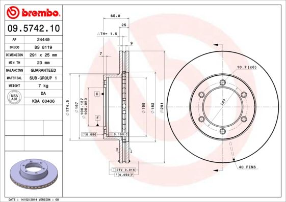 Tarcza hamulcowa BREMBO 09.5742.10