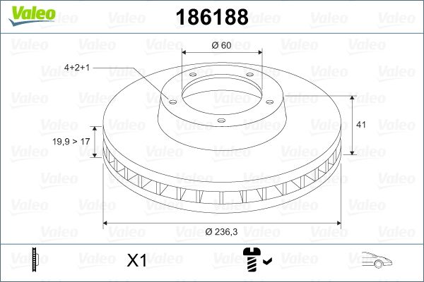 Tarcza hamulcowa VALEO 186188