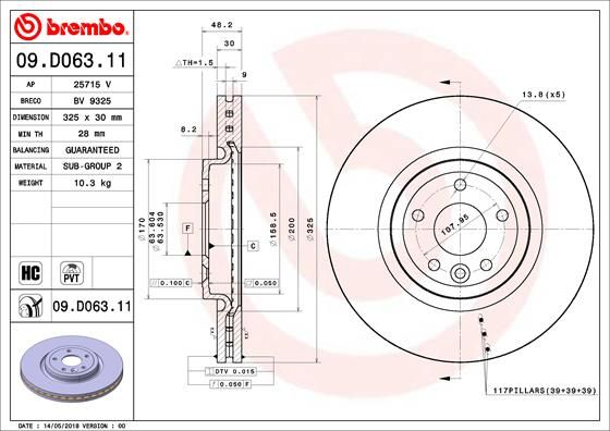 Tarcza hamulcowa BREMBO 09.D063.11