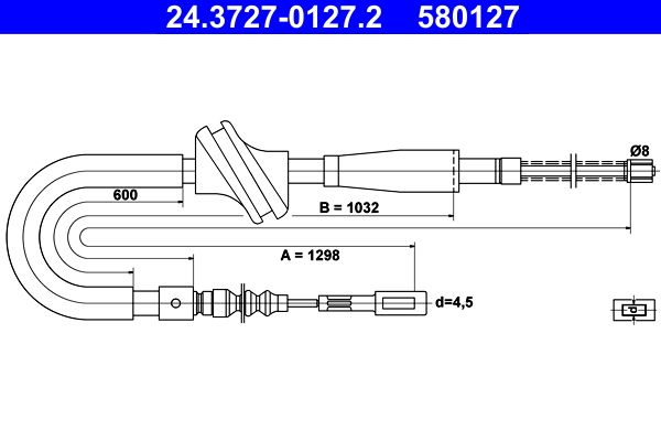 Cięgło, hamulec postojowy Ate 24.3727-0127.2