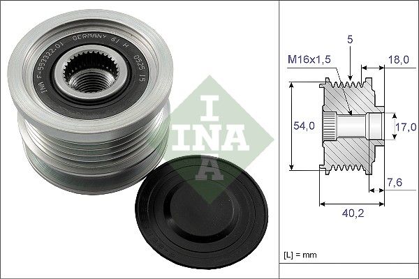 Alternator - sprzęgło jednokierunkowe INA 535014310