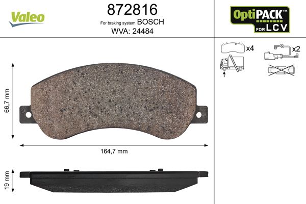 Zestaw klocków hamulcowych, hamulce tarczowe VALEO 872816