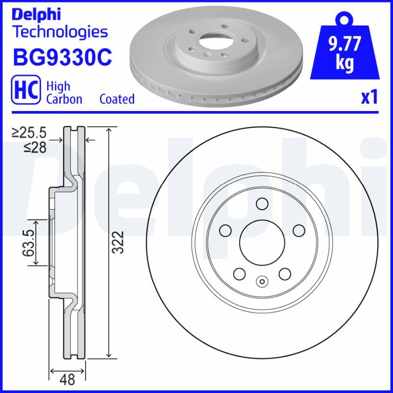 Tarcza hamulcowa DELPHI BG9330C