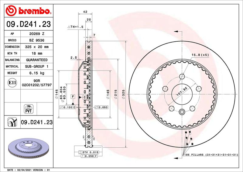 Tarcza hamulcowa BREMBO 09.D241.23