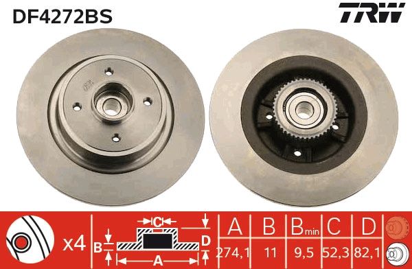 Tarcza hamulcowa TRW DF4272BS