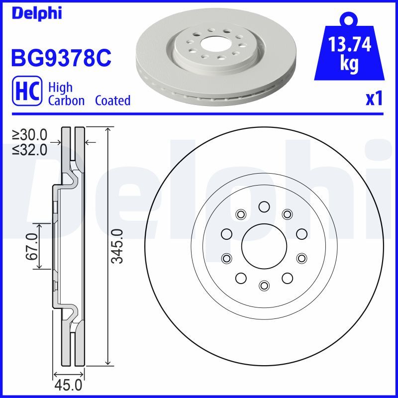 Tarcza hamulcowa DELPHI BG9378C