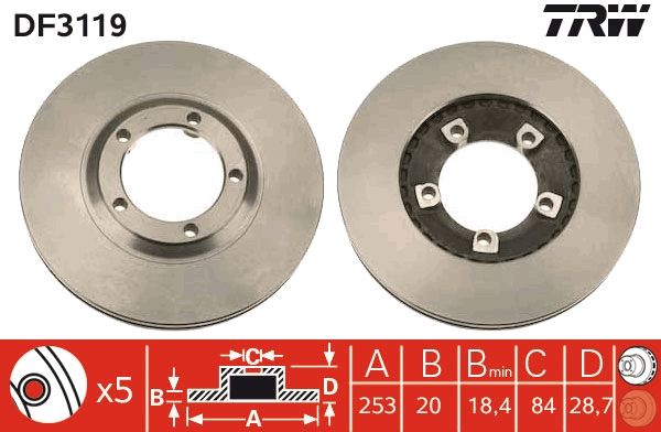 Tarcza hamulcowa TRW DF3119