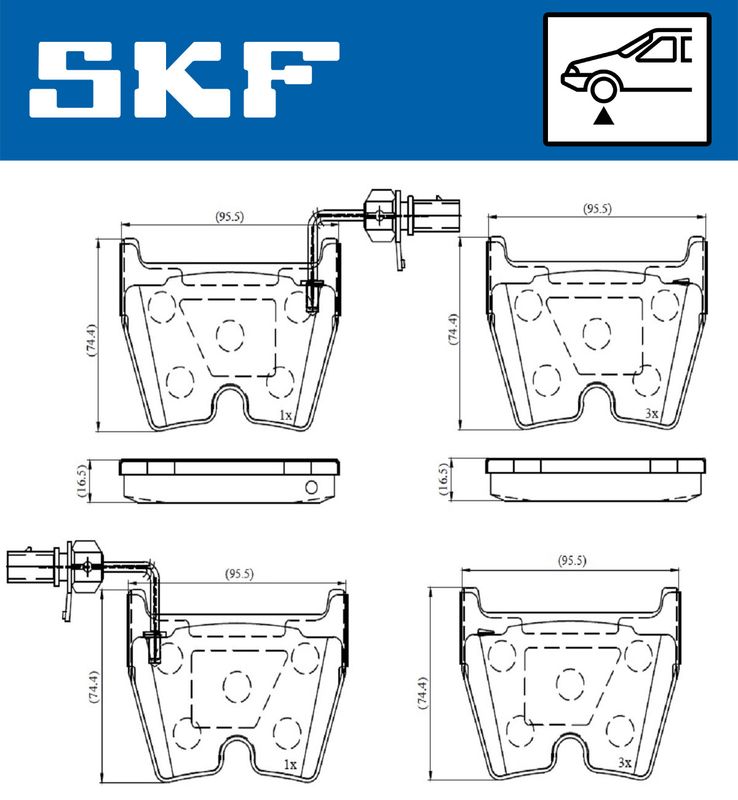 Zestaw klocków hamulcowych, hamulce tarczowe SKF VKBP80369E