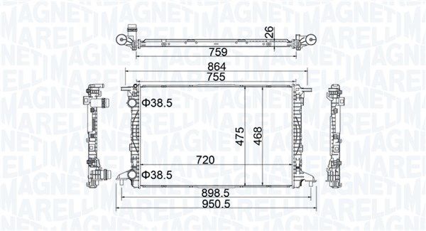 Chłodnica, układ chłodzenia silnika MAGNETI MARELLI 350213208900