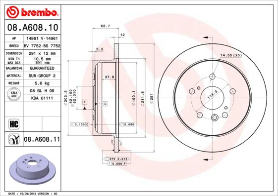 Tarcza hamulcowa BREMBO 08.a608.11
