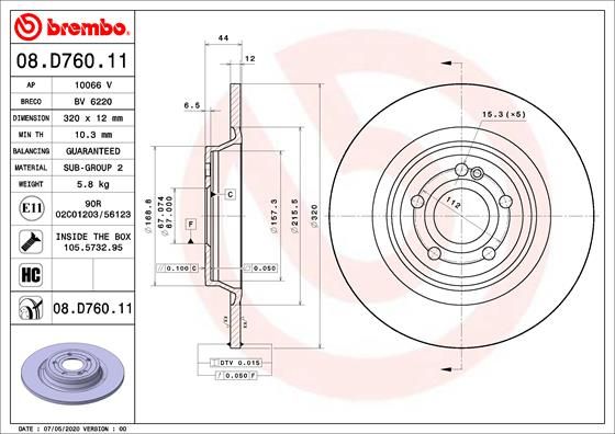 Tarcza hamulcowa BREMBO 08.D760.11