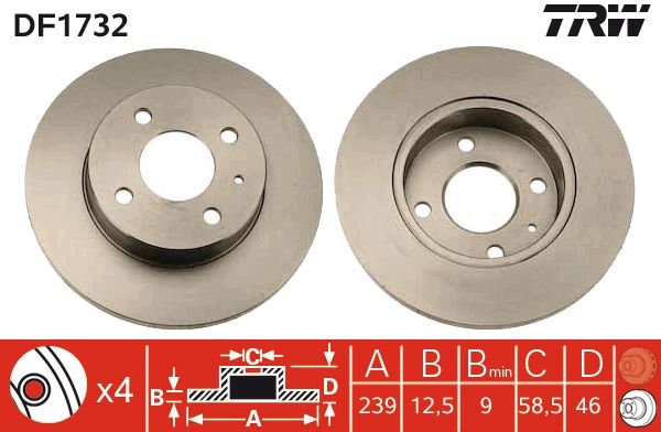 Tarcza hamulcowa TRW DF1732