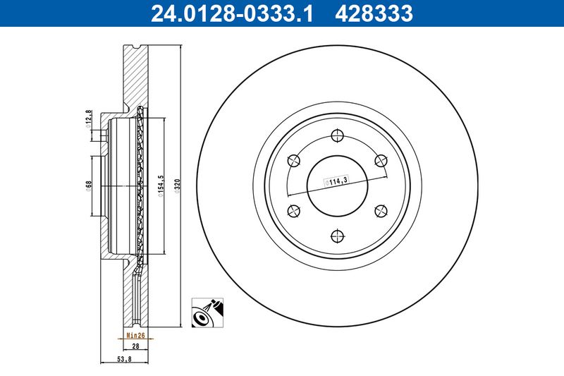 Tarcza hamulcowa Ate 24.0128-0333.1