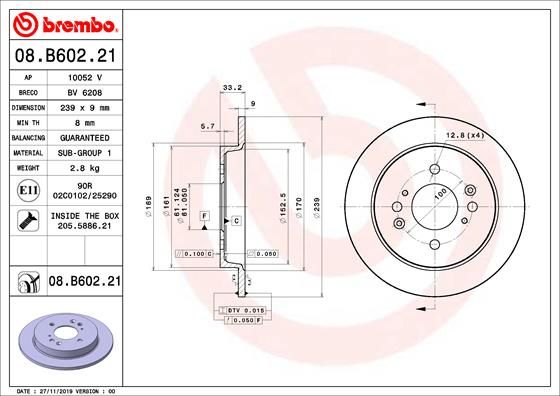 Tarcza hamulcowa BREMBO 08.B602.21