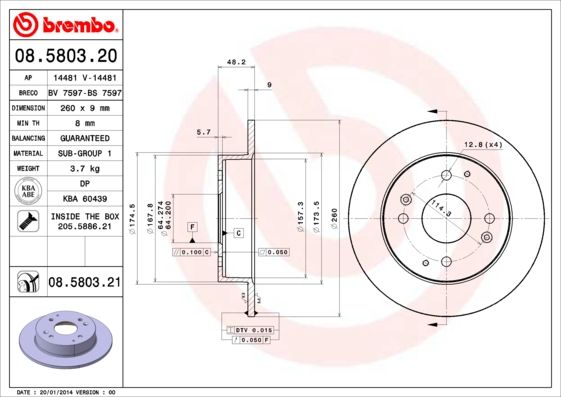 Tarcza hamulcowa BREMBO 08.5803.21