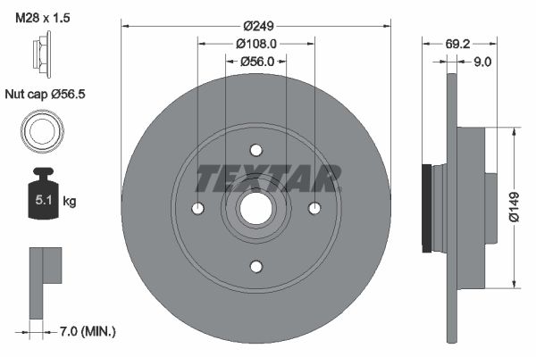 Tarcza hamulcowa TEXTAR 92202103