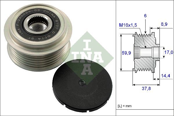 Alternator - sprzęgło jednokierunkowe INA 535013510