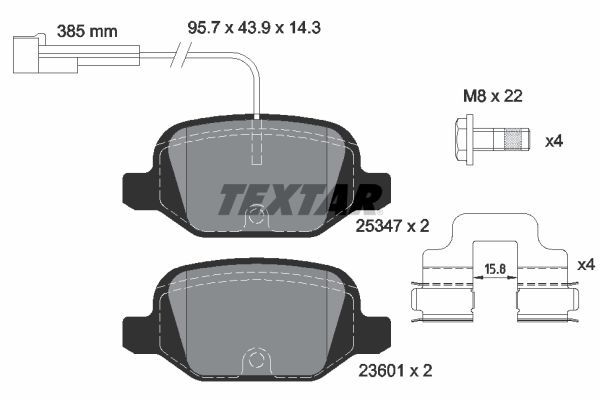 Zestaw klocków hamulcowych, hamulce tarczowe TEXTAR 2534701
