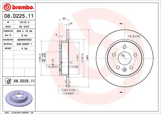 Tarcza hamulcowa BREMBO 08.D225.11