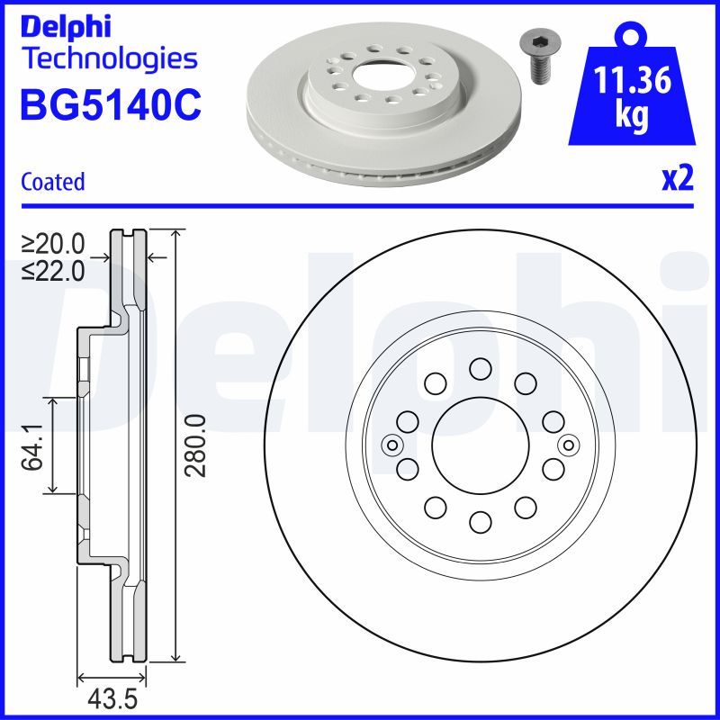 Tarcza hamulcowa DELPHI BG5140C