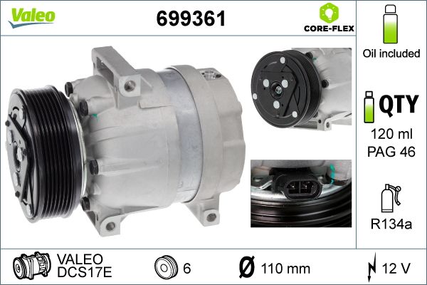 Sprężarka, klimatyzacja VALEO 699361
