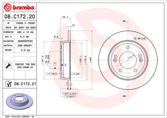 Tarcza hamulcowa BREMBO 08.C172.21